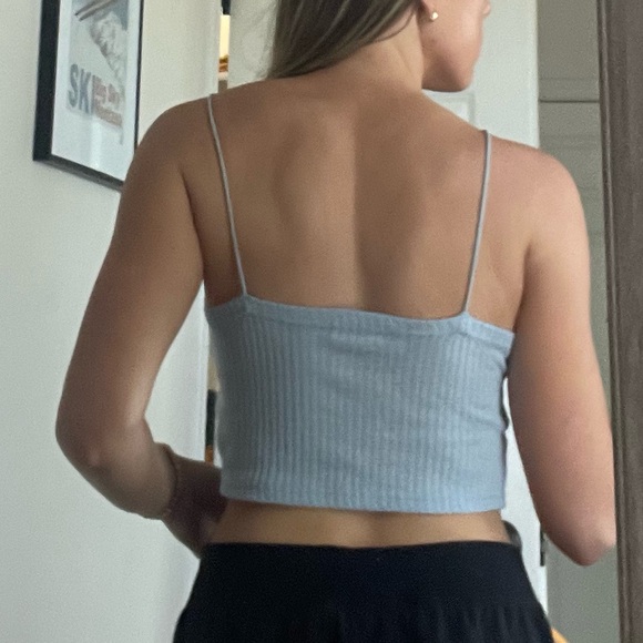 Light Blue Cropped Ribbed Cami - Picture 3 of 3
